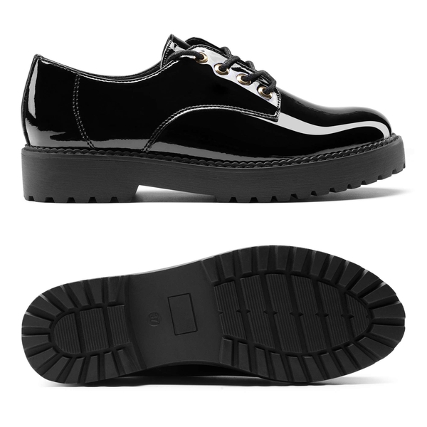 Classic Lace-Up Oxford Shoes - BLACK PAT - 4
